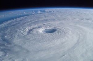 Aerial View of the eye of a hurricane