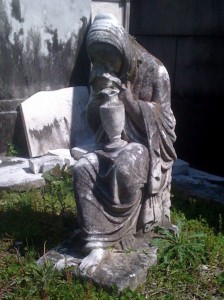 Statue grieving a loss