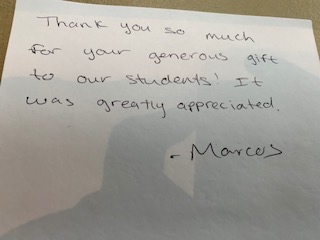 Thank you note from Marcus